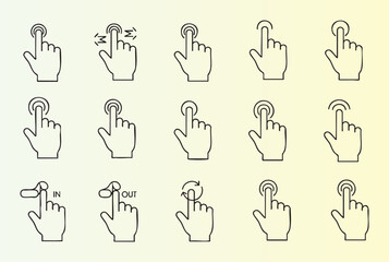Collection of hand gestures for touchscreen interactions and controls