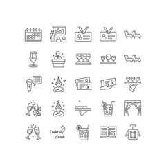 Fototapeta premium A collection of black and white icons for events and parties