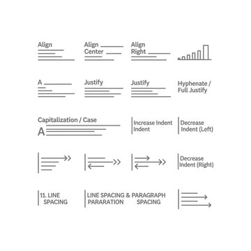 Typographic design elements for alignment and justification