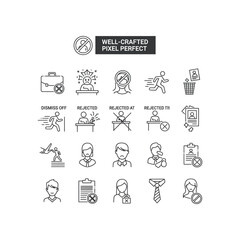 Fototapeta premium A collection of black and white icons depicting rejection