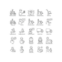 Fototapeta premium Delivery and shipping icons with various illustrations