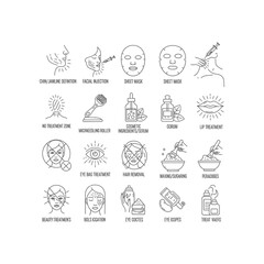 Fototapeta premium Skincare and beauty treatments icon set