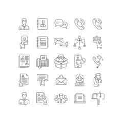 Fototapeta premium A collection of line icons related to communication and business