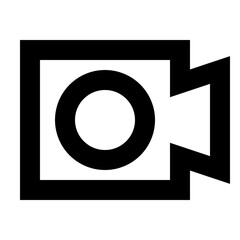 Video camera icon for recording, streaming, or media tools in digital products. Ideal for apps, dashboards, or websites that need bold, modern visual indicators for film, video, or communication.