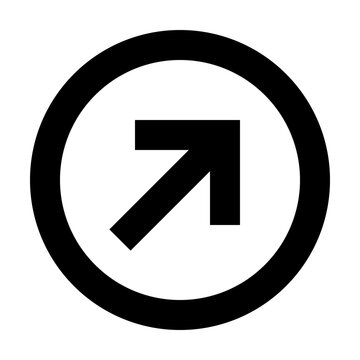 Up right arrow in circle icon for outbound links, redirects, share actions, or diagonal transitions. Perfect for apps, websites, dashboards, and clean modern UI with sharp directional cues.
