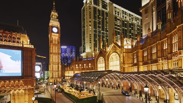 amazing macau casino skyline with replica of london big ben