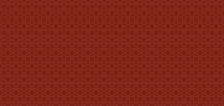 Vector geometric seamless pattern in Islamic style. Abstract ornamental lines texture, floral lattice, grid, mesh. Traditional background. Subtle muted red ornament. Repeated design for wallpapers