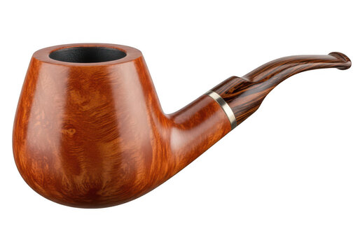 Elegant wooden pipe with smooth finish and dark hue isolated on transparent background,png,PNG