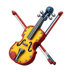 Fototapeta premium PNG Colorful violin with crossed bows.