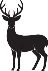 Fototapeta premium Deer Silhouette With Antlers Wildlife Animal Vector Illustration
