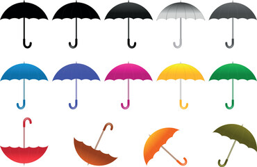 Obraz premium Black and White Simple flat umbrella icon, Nice umbrella isolated on white background.
