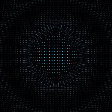 Pulsating Blue Diamond Shape Dot Grid on Dark Background, Animated Blue Rhombus Pulsing Particles Motion Graphics Seamless Loop, 1:1 Square Video