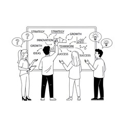 Fototapeta premium Business team brainstorming strategy on whiteboard for growth and success