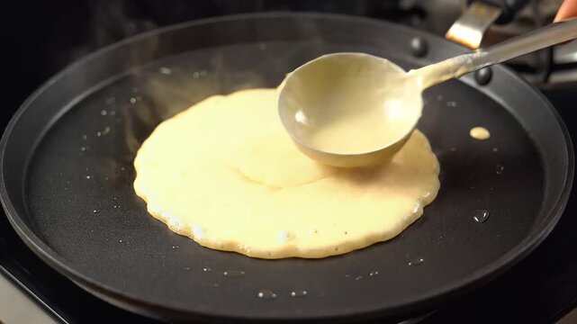 Making Dosa Batter on Hot Pan Indian Cooking Process