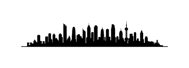 Obraz premium City skyline, urban silhouette, black cityscape, vector illustration