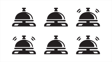 Fototapeta premium Service call bell silhouettes collection, hospitality reception counter icons
