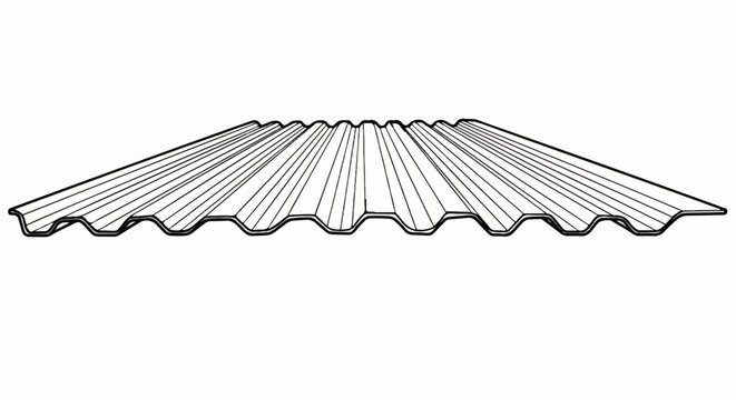 Corrugated metal sheet illustration, a long wavy surface with parallel ridges