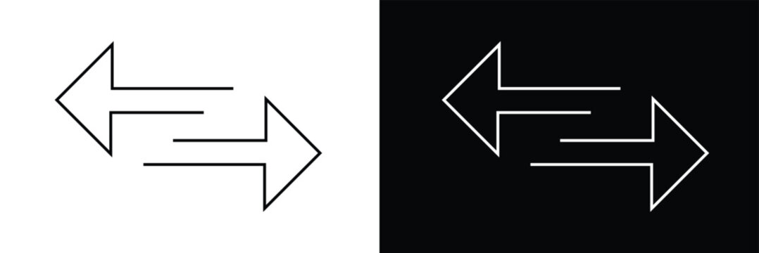 Arrows data transfer icons set, exchange arrow icons. swap icon with two arrows. editable stroke. isolated on white and black background vector illustration. EPS 10 .