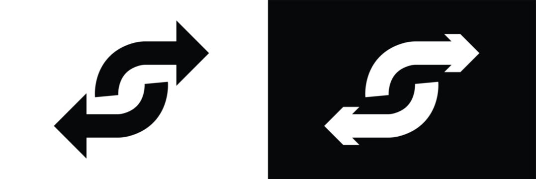 Arrows data transfer icons set, exchange arrow icons. swap icon with two arrows. editable stroke. isolated on white and black background vector illustration. EPS 10 .