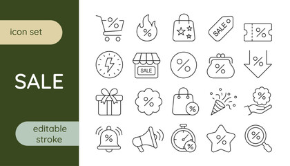 Fototapeta premium A set of line icons related to sales