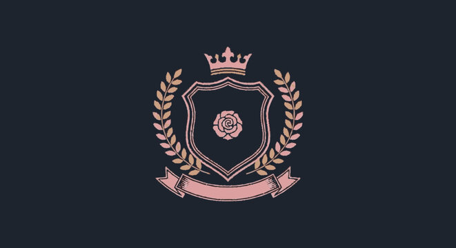 Luxury Crest with Shield and Laurel Wreath.