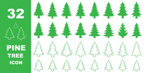 Silhouette of Evergreen Trees Set on White Background ,Pine fir tree tall tree isolated premium vector image, black and white tree silhouettes, coniferous trees, pine trees ,fir trees silhouettes © HIKE  Studio  1