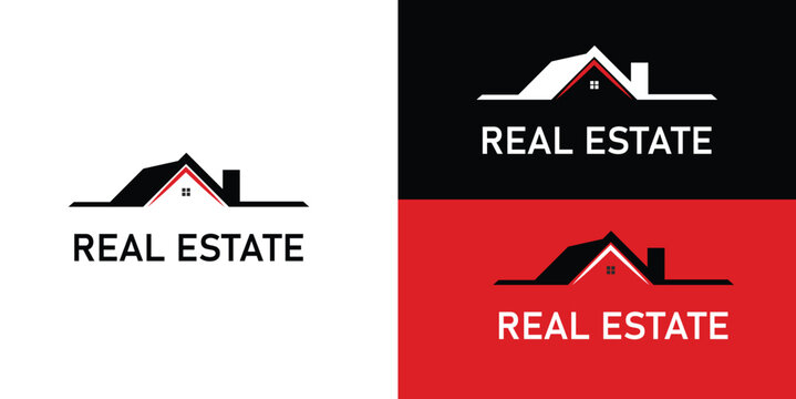 Minimal Roofline Real Estate Logo with Modern House Silhouette for Property Agencies, Housing Businesses and Corporate Realty Branding
