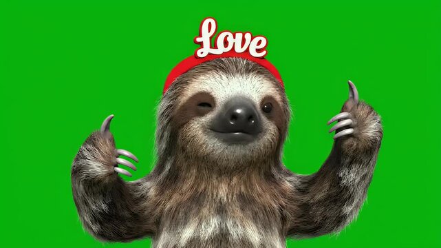 Cute Sloth Waving Winking Thumbs Up With Love Headband