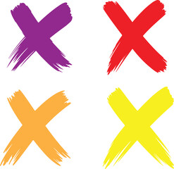 Obraz premium Set of Distressed X Mark Brush Stroke Symbol Vector Illustration