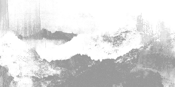 Abstract grey textured pattern with vertical lines and scattered dots resembling clouds or mountains
