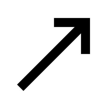 Top right long diagonal arrow icon for navigation, forward transition, and directional UI. Perfect for app, website, or dashboard use with sharp, bold, minimal black line visuals.
