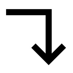 Fototapeta premium Turn right down arrow icon in sharp bold line style for direction, navigation, and flow control. Perfect for UI, app, or web interfaces indicating movement, path change, or redirection.