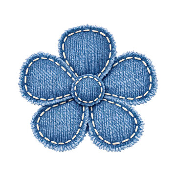 PNG Denim flower patch design