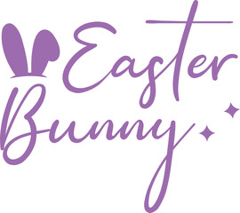 Easter bunny typography clip art design on plain white transparent isolated background for card, shirt, hoodie, sweatshirt, apparel, tag, mug, icon, poster or badge
