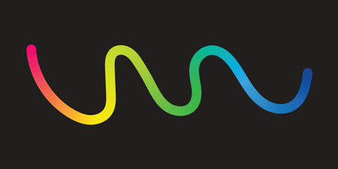 Obraz premium A vibrant rainbow colored waveform graphic on a black background symbolizing diversity and energy
