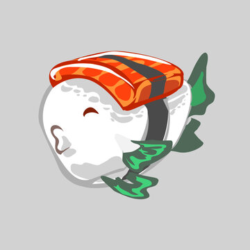 vector illustration of a cartoon sushi fish Cartoon Vector Artwork
