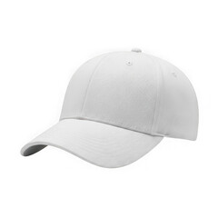 Fototapeta premium A stylish white baseball cap with a curved brim and adjustable strap, isolated on transparent background