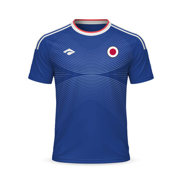 3d realistic home soccer jersey Japan national team, template for football kit 2026
