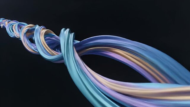 Blue and gold cable twisted together.