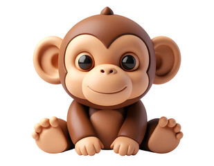 Fototapeta premium 3D Clay Monkey Character for Kids and Animal Theme