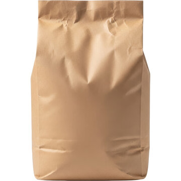 Brown Paper Bag with Crumpled Texture on Isolated Background