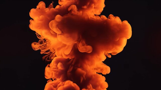Abstract orange cloud like shape against a black background