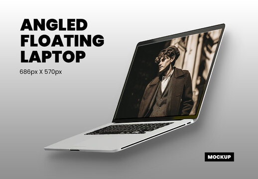 Floating Angled Laptop Screen Mockup