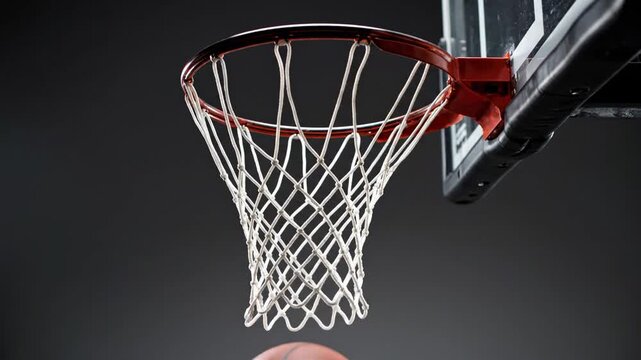 Video of Minimalist Basketball Rim Silhouette concept highlighting precision shot, victory moment and performance excellence for dynamic promotional content and motivational storytelling; clean studio