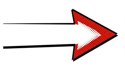 Pointing the way forward: A bold, red arrow with a distinctive comic book-inspired design confidently indicates the path ahead.