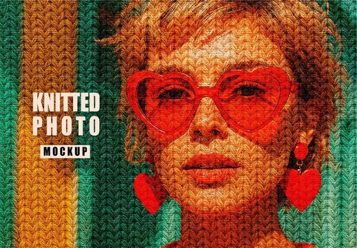 Knitted Photo Effect Mockup