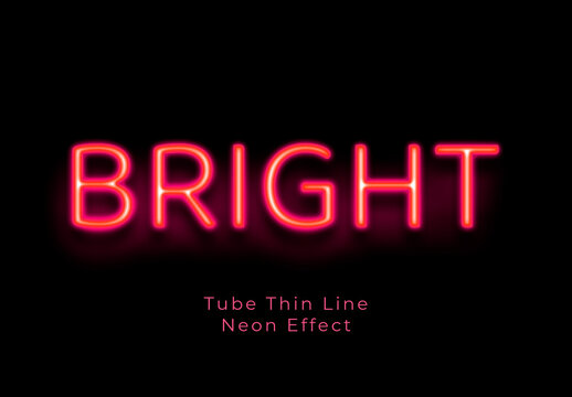 Luminous Tube Thin Line Neon Text Effect