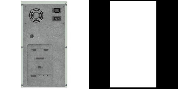 3D rendering illustration of a Vintage PC Case