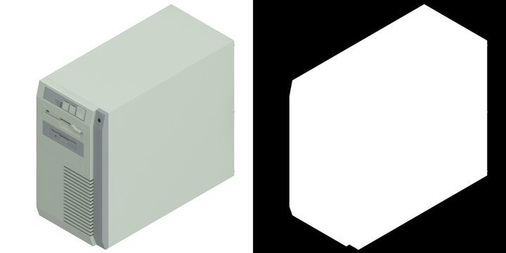 3D rendering illustration of a Vintage PC Case