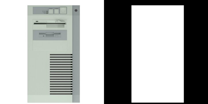 3D rendering illustration of a Vintage PC Case